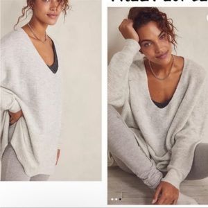 Free People Intimately Free Oversized Stretchy V Neck Waffle Knit Sweater M/L